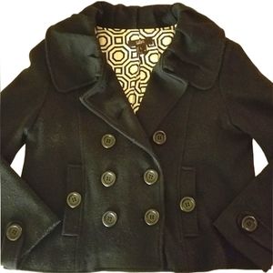 Luii Double-Breasted Cropped Wool Peacoat Blazer Anthropologie Crop HOLIDAY